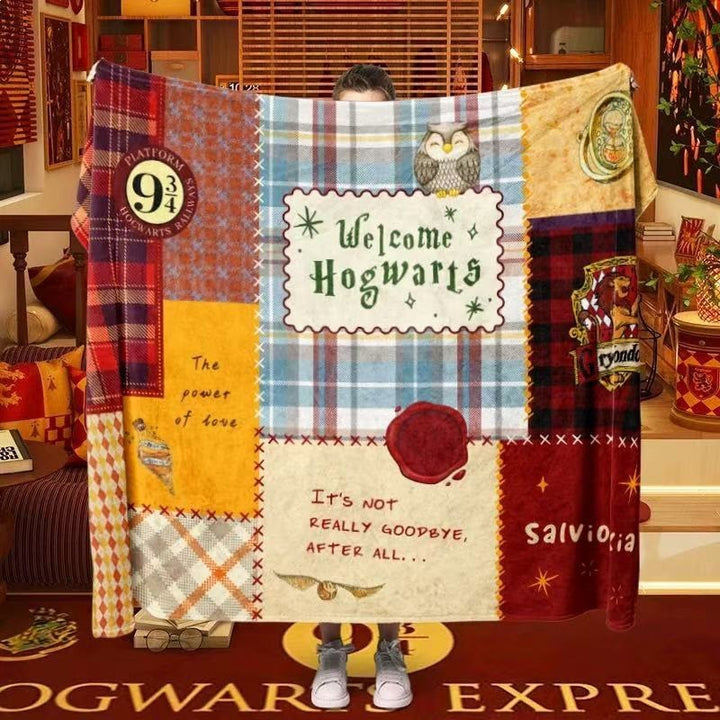 Hogwarts-Themed Fleece Throw Blanket