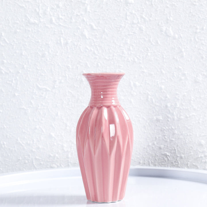 Modern Ribbed Ceramic Flower Vase Stornfeild