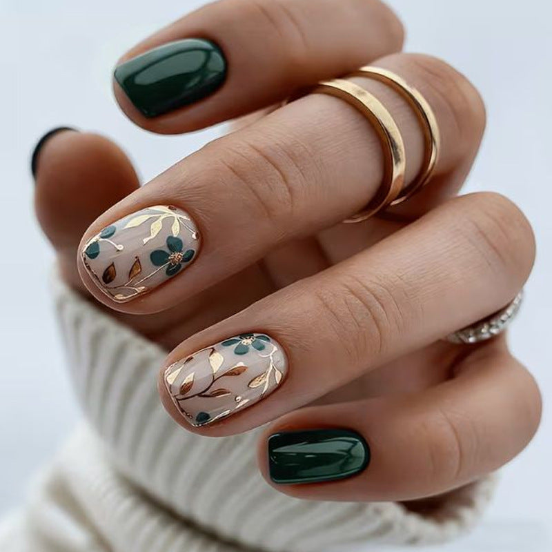 Elegant Floral Art Gel Nail Enhancements Stornfield
