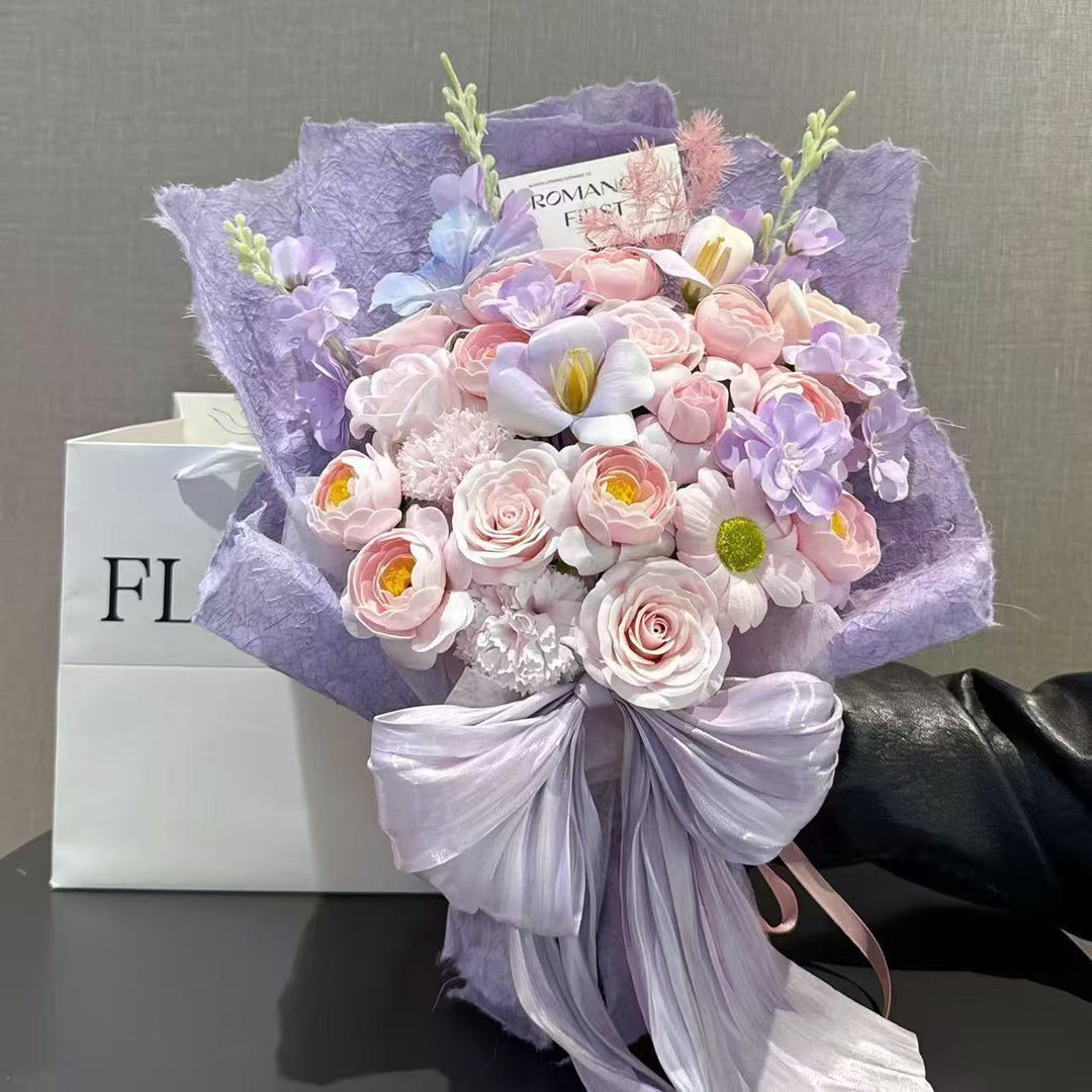 Lush Artificial Floral Bouquet with Elegant Presentation