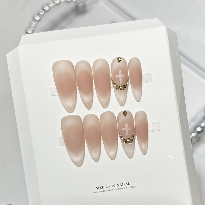 Elegant Stiletto Press-On Nail Art Set with Crystal Accents Stornfield
