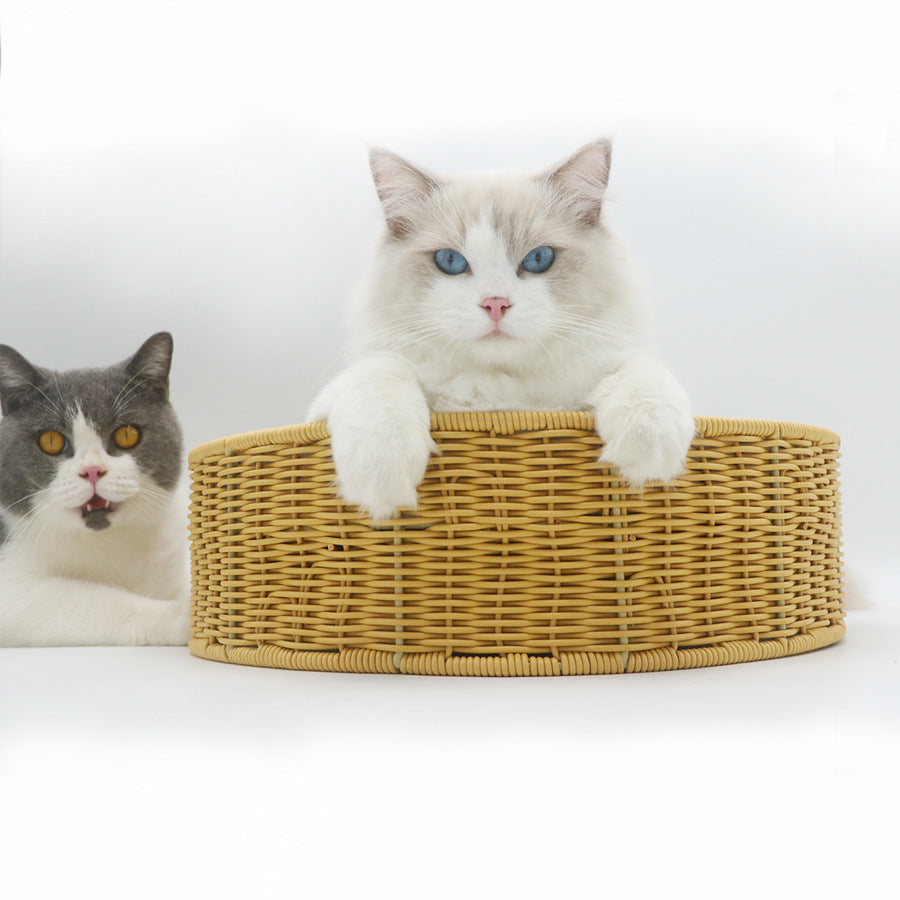 Cozy cat basket made of woven material Stornfield