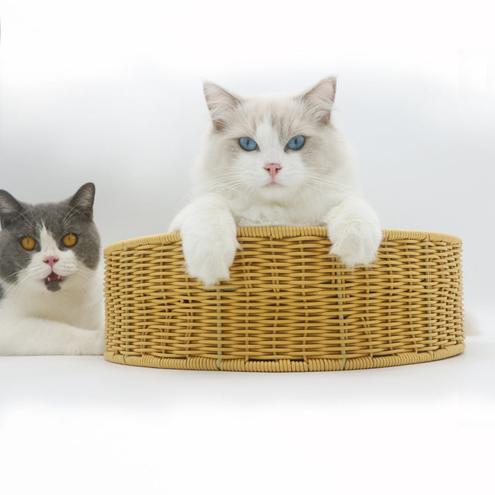 Cozy cat basket made of woven material Stornfield