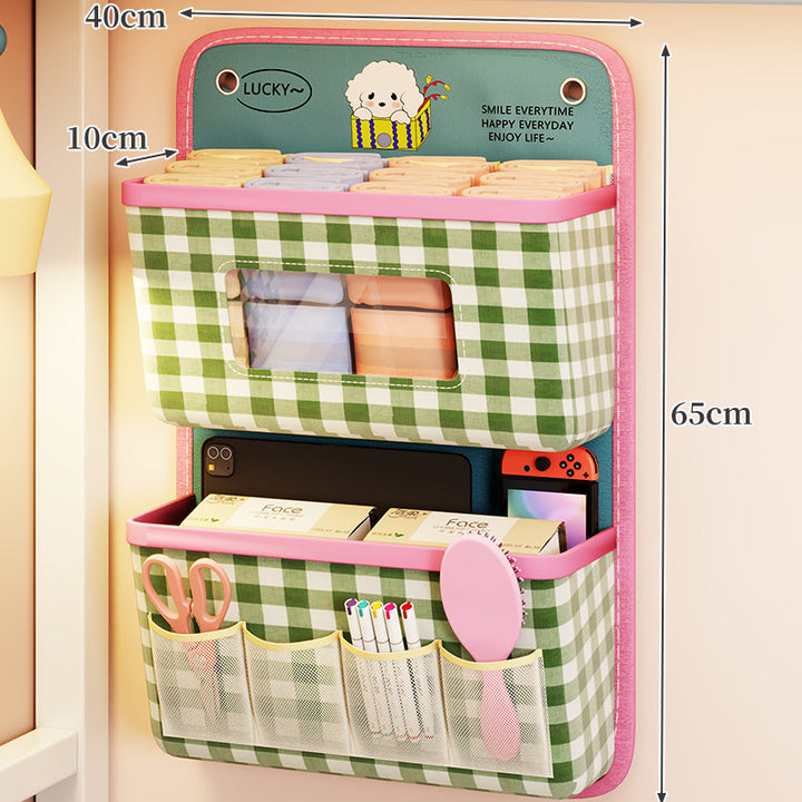 Hanging Three-Tier Fabric Wall Organizer with Front Window and External Pockets