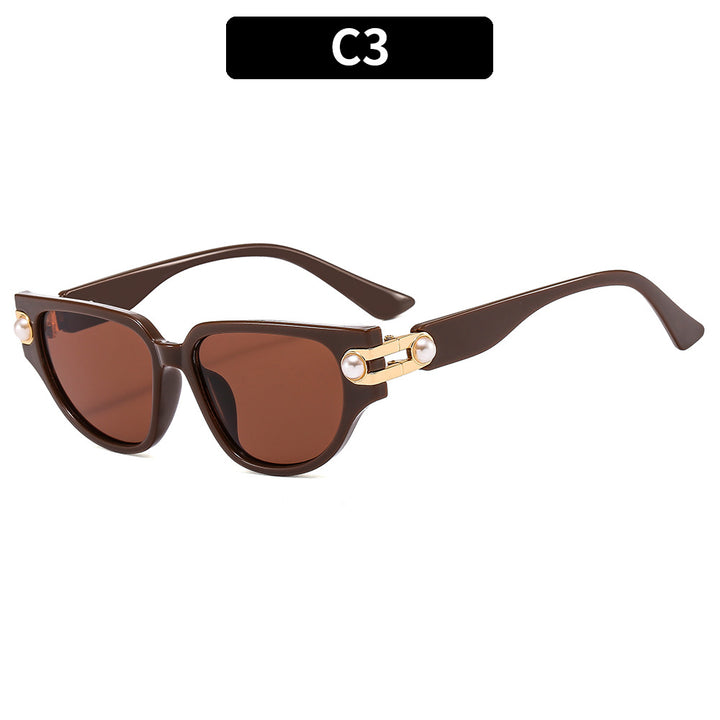 Statement Cat-Eye Sunglasses with Decorative Pearls