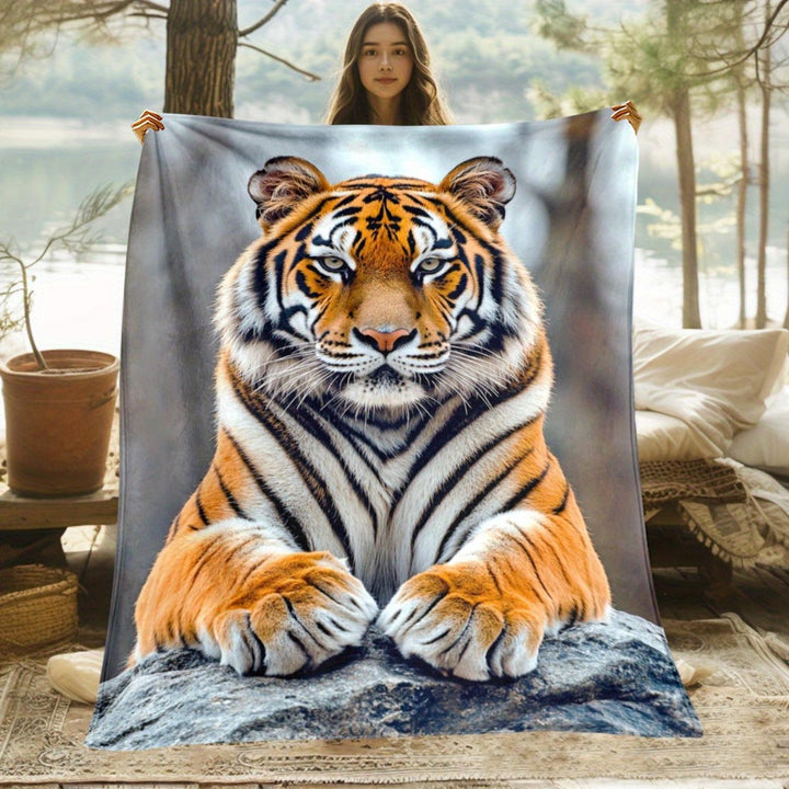 Artistic Tiger-Themed Plush Throw Blanket