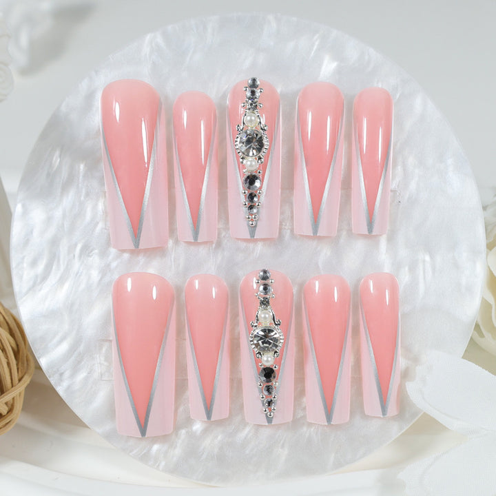 Artificial nails with elegant tips and glitter details Stornfield
