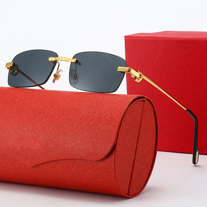 Women's fashionable rectangular sunglasses with delicate metal frame Stornfield
