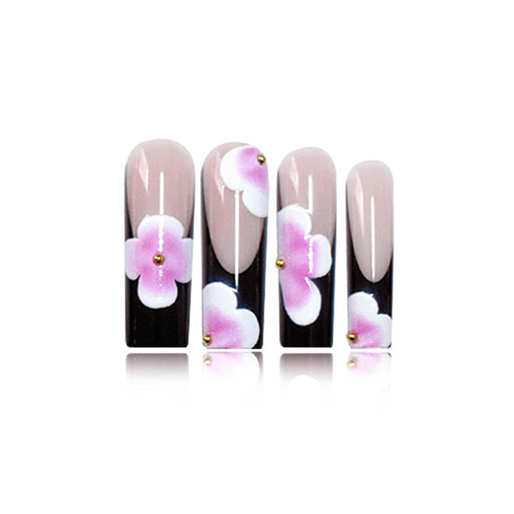 Floral-Embellished Long Press-On Nails Stornfield