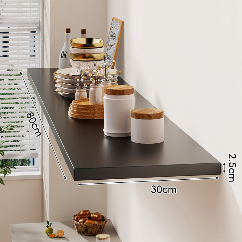 Floating Wall-Mounted Solid Wood Display Shelf with Concealed Brackets and Slim Profile