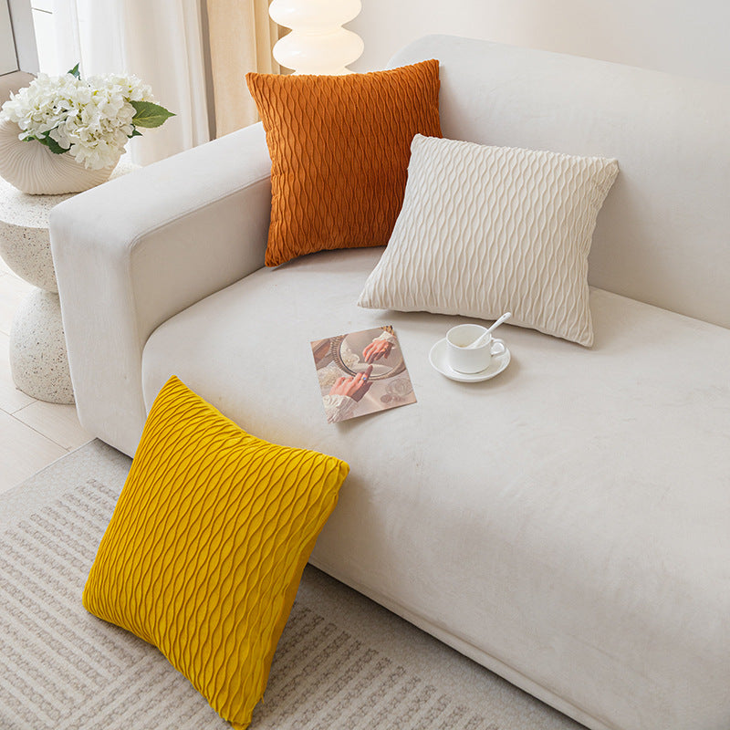 Sculpted Wave-Texture Velvet Square Pillow Cover with Hidden Zipper