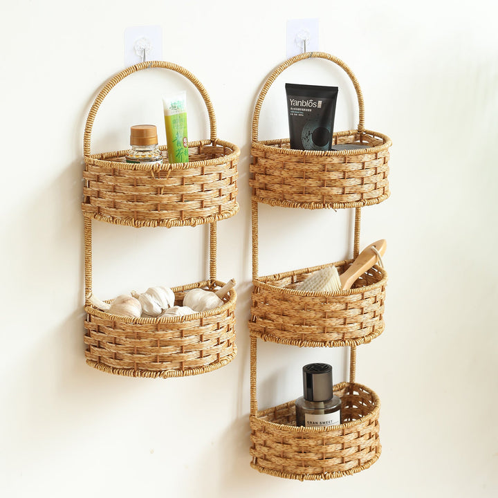 Double-Tiered Wicker Storage Basket Stornfield