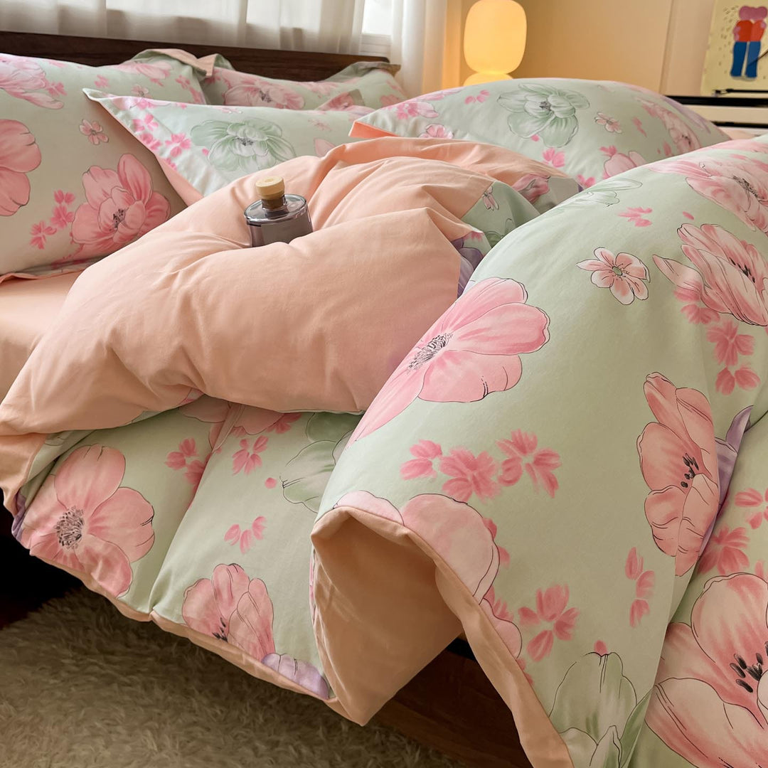 Whimsical Floral Print Duvet Cover Set