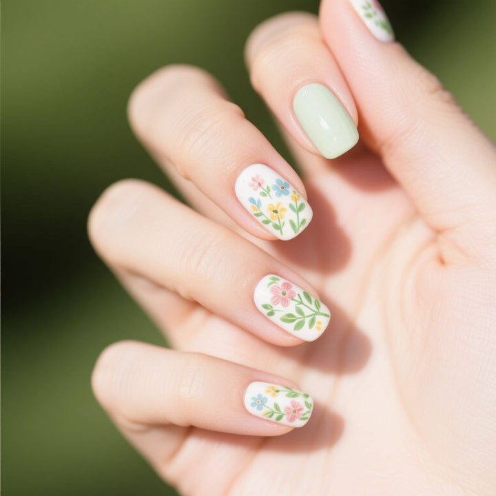 Floral French Tip Acrylic Nail Enhancements Stornfield