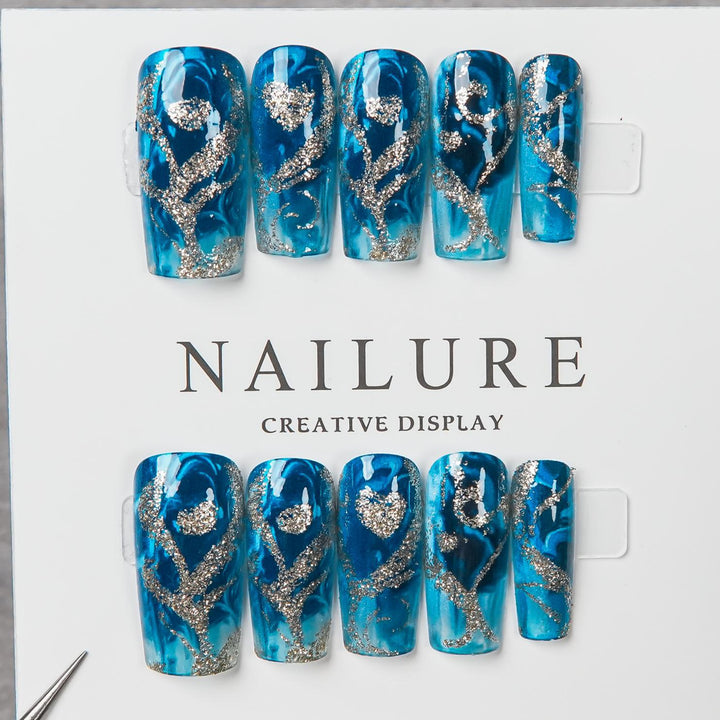 Artistic Glitter Press-On Nails