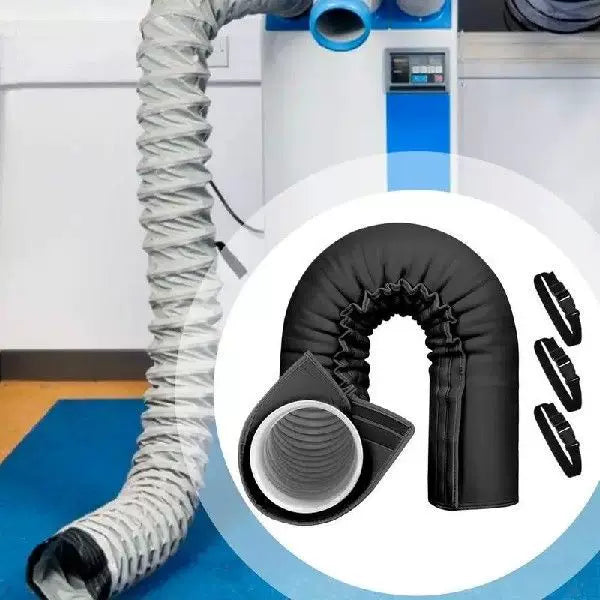Unisex one size thermal insulating exhaust pipe sleeve with elastic cuff and adjustable straps for portable air conditioners and dryers Stornfield