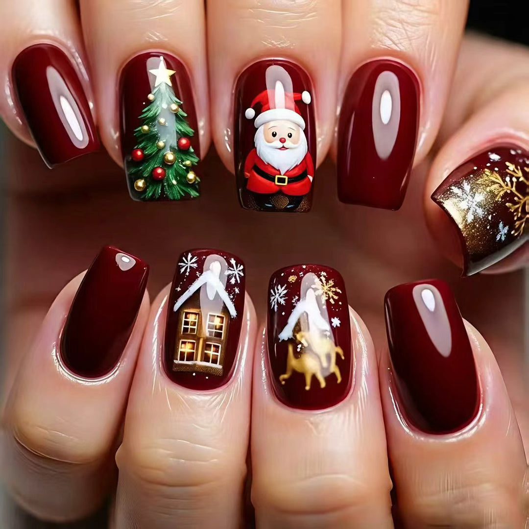 Artificial nails with festive Christmas motif Stornfield