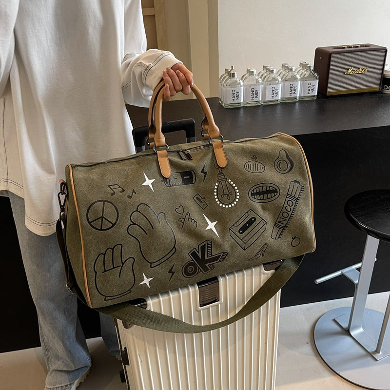 Travel bag with unique gray faux leather design Stornfield