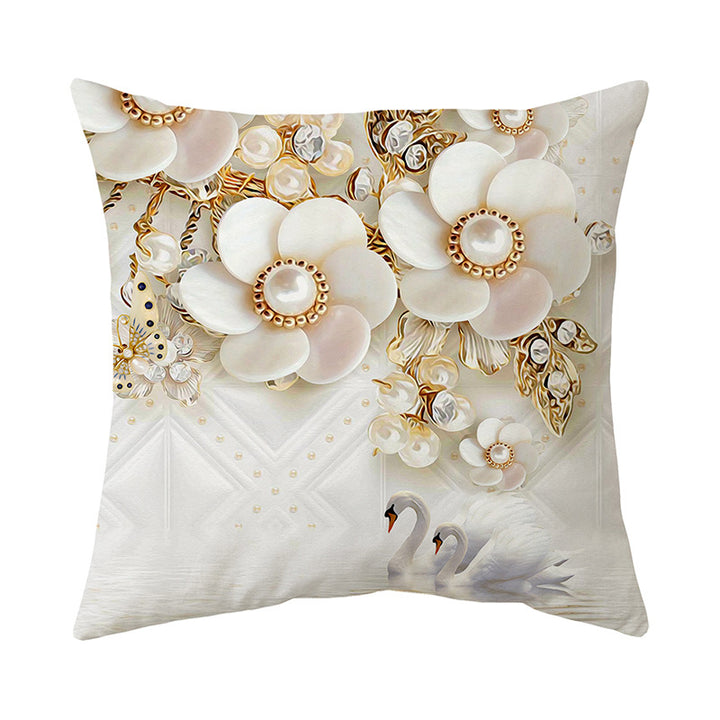 Luxurious Jeweled Floral Quilted-Texture Decorative Throw Pillow Cover