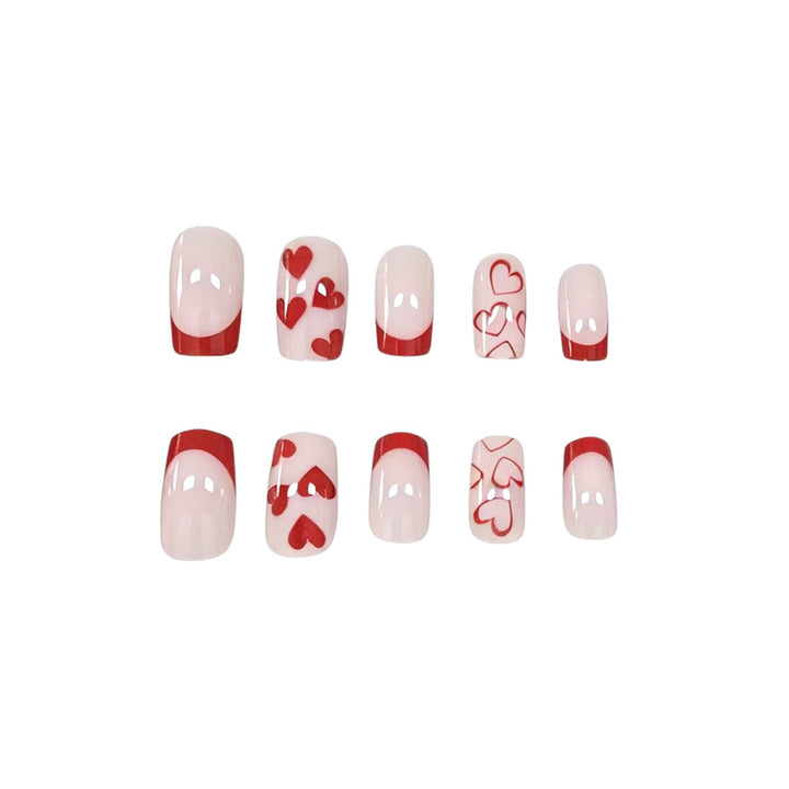 Artistic Heart-Design Acrylic Nail Enhancements Stornfield