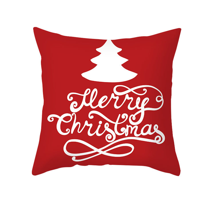Decorative Holiday Throw Pillow Cover with Script Greeting and Antler Motif