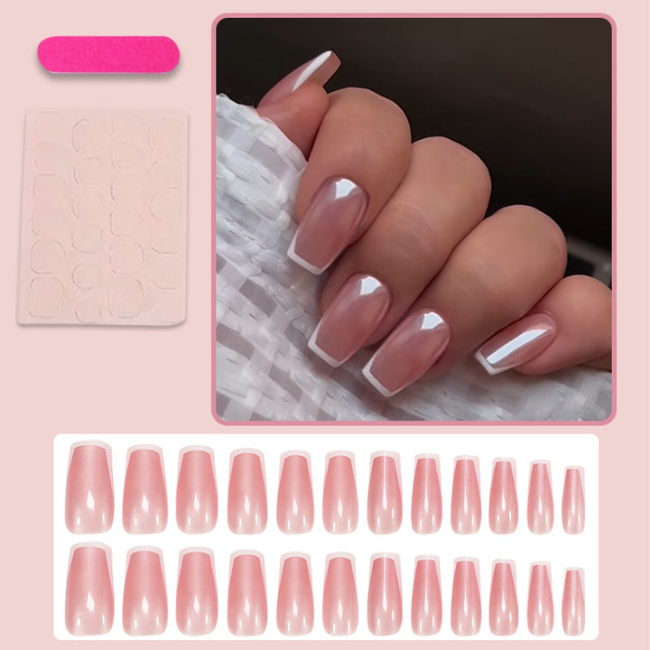 Artificial nail set with elegant French-tip design Stornfield