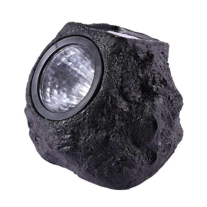 Solar-Powered LED Faux-Rock Garden Spotlight With Integrated Solar Panel And Weatherproof Textured Resin Housing Stornfield