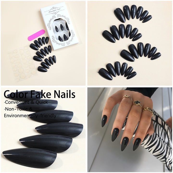 Artificial nail set with elegant stiletto tips and matte finish Stornfield