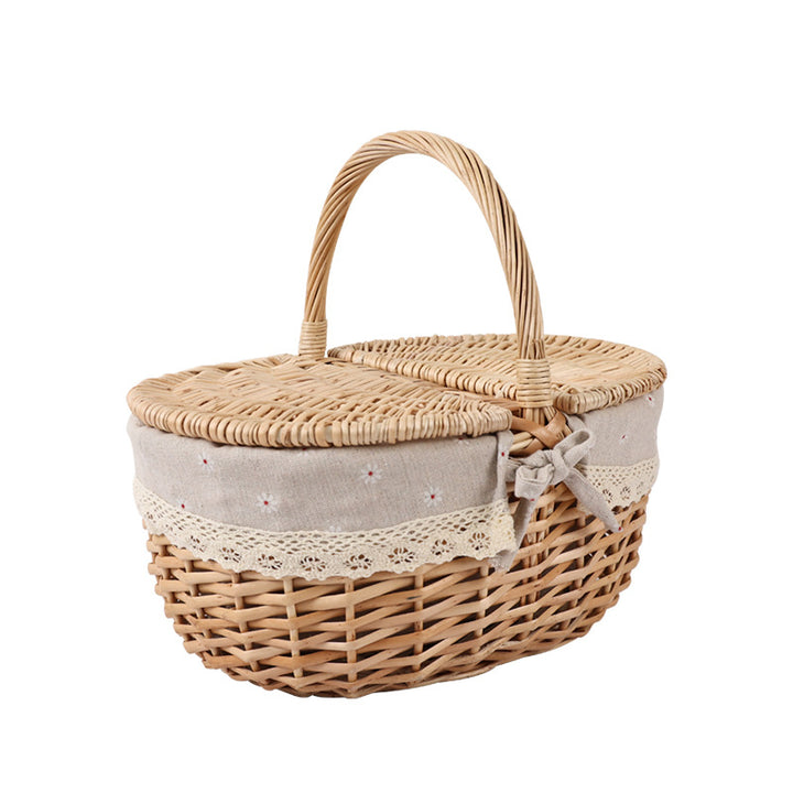 Ladies stylish storage basket with decorative fabric trim Stornfield