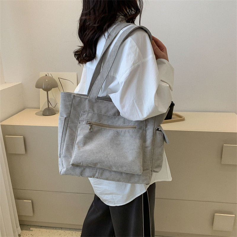 Corduroy Structured Tote Bag