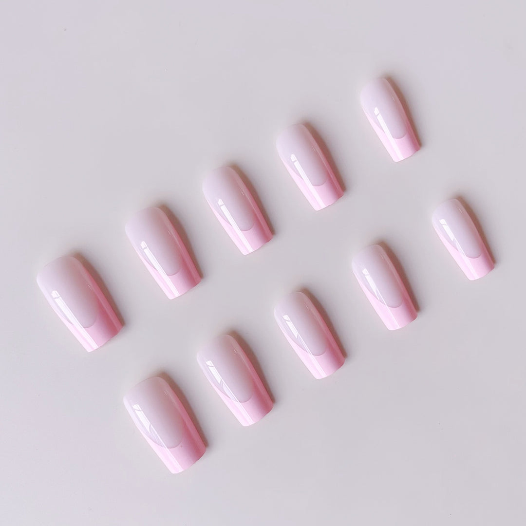 Acrylic Nail Set with Elegant French Design and Gloss Finish Stornfield