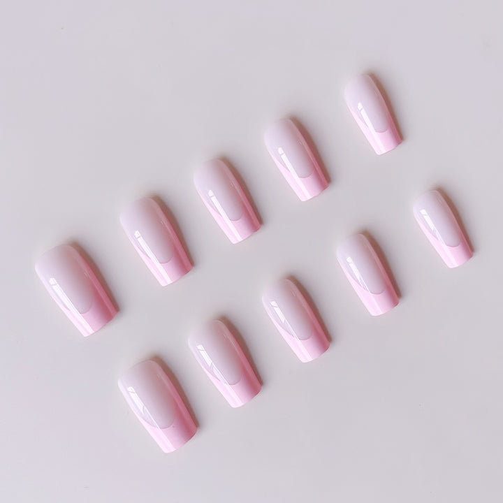 Acrylic Nail Set with Elegant French Design and Gloss Finish Stornfield