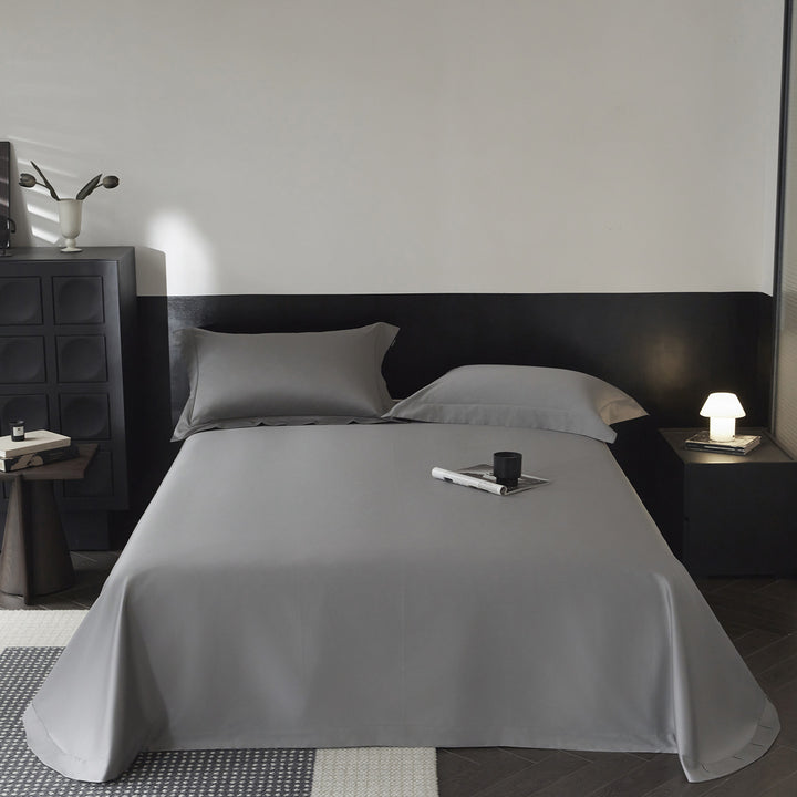 Hotel-Style Long-Staple Cotton Percale Bed Sheet Set with Deep-Pocket Fitted Sheet and Oxford Pillowcases
