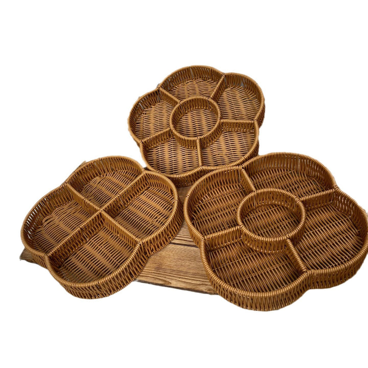 Ladies beef braided serving basket with three compartments Stornfield