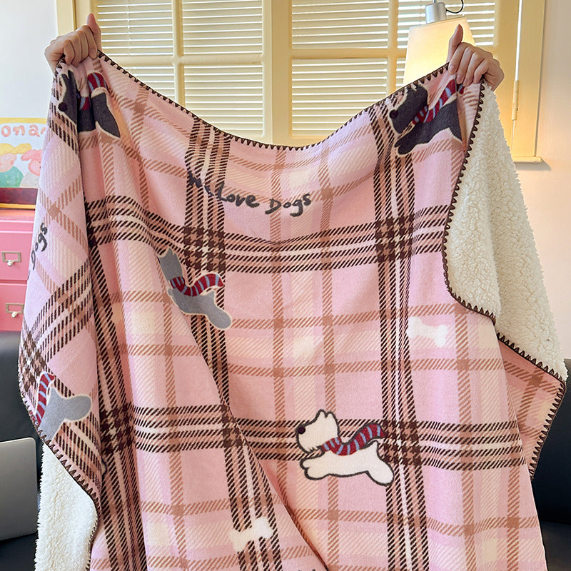 Cozy Dog-Themed Sherpa Blanket