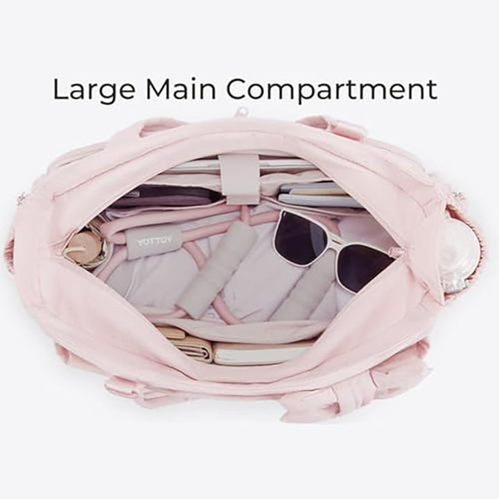 Multifunctional tote bag with detachable shoulder straps and decorative bow Stornfield