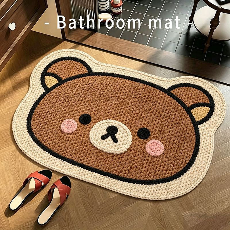Bear-Shaped Plush Bathroom Mat