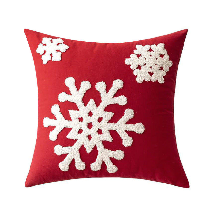 Textured Chenille Snowflake Appliqué Square Throw Pillow Cover