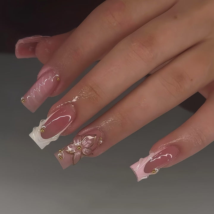 Decorative Press-On Nail Art Set with Rhinestone Accents Stornfield