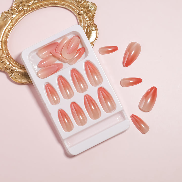 Ultra-Glossy Almond-Shaped Press-On Nail Collection Stornfield