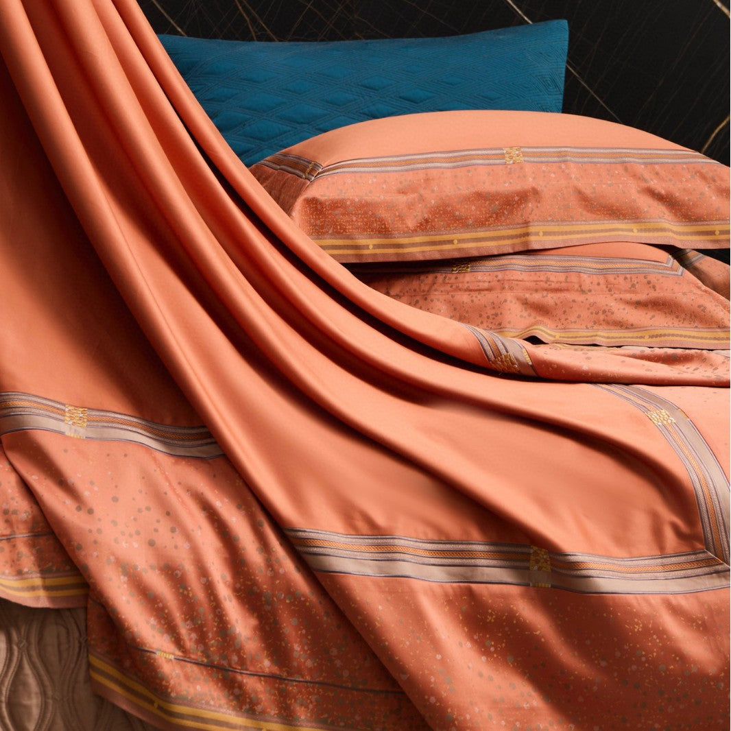 Premium Sateen Bedding Ensemble with Jacquard Stripe Border