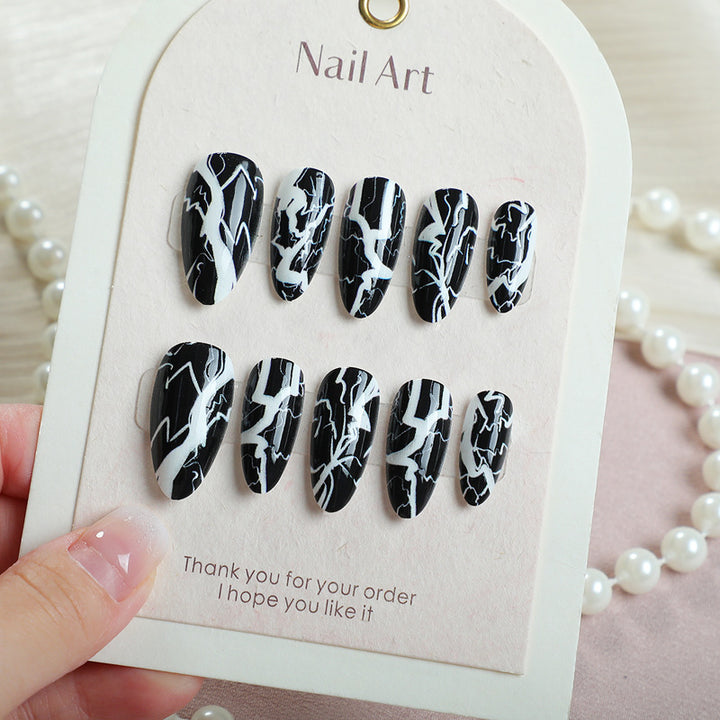 Artistic Lightning-Pattern Press-On Nails