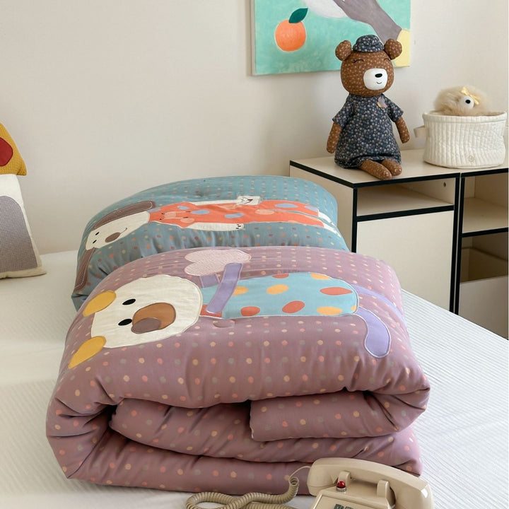 Reversible Duvet Cover Set with Appliqué Bunny Corner and Brushed Microfiber