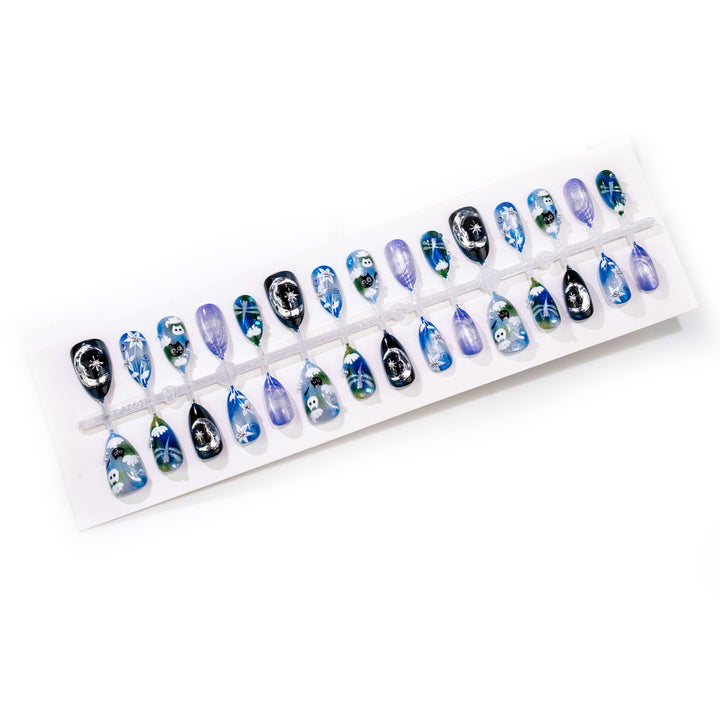 Artistic Press-On Nail Art Set with Nature-Inspired Designs Stornfield