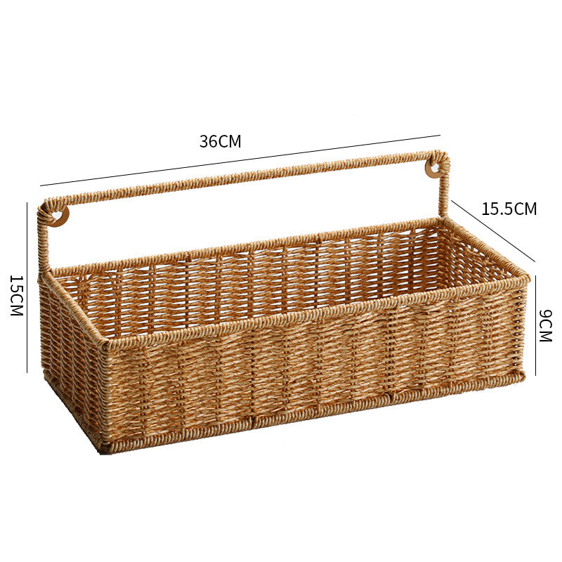 Double-Tier Woven Storage Basket with Handle Stornfield