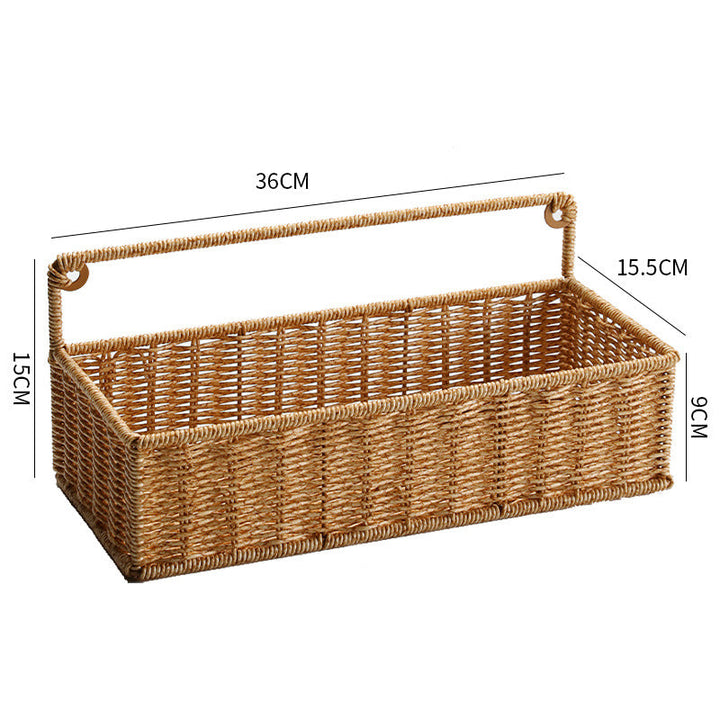 Double-Tier Woven Storage Basket with Handle Stornfield