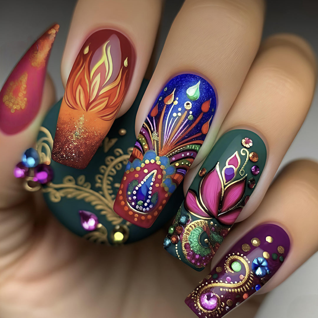 Artificial nails with eccentric ornament design Stornfield