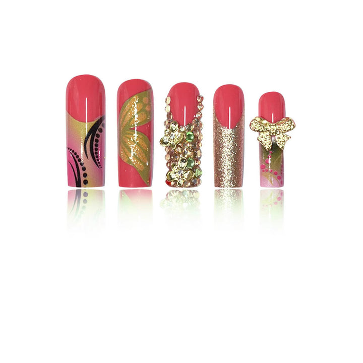 Artistic Floral Press-On Nail Set Stornfield
