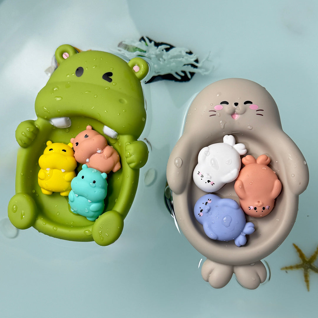 Unisex Bath Fun Toy Set with Cute Hippopotamus Figures Stornfield