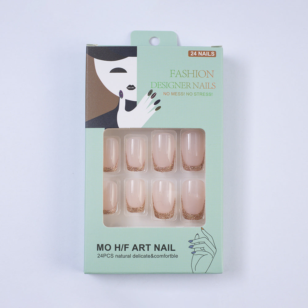 Glamorous artificial nails with glitter French tip Stornfield